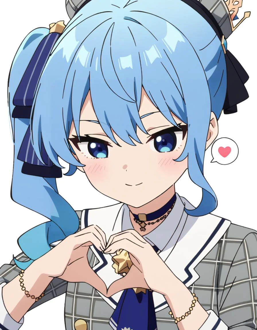 1girl, solo, hoshimachi suisei \(1st costume\),
spoken heart, heart_hands, side ponytail, light smile,
(isolated on white background, simple background:1.2)
masterpiece, best quality, very aesthetic, absurdres, rating: general, newest, anime coloring, anime screencap, megami magazine,