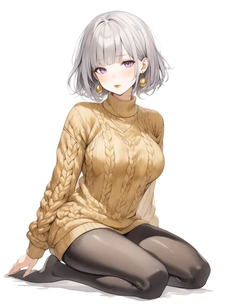 1girl,covering mouth,White hair,silver hair, short hair,best quality,very aesthetic,shy,character image,silvery white,pale color, unmoving pattern,nose blush,troubled eyebrows,highres,pupils, yukata,wet hair,shiny,breasts apart,large breasts,one shoulde rout,barefoot,legs