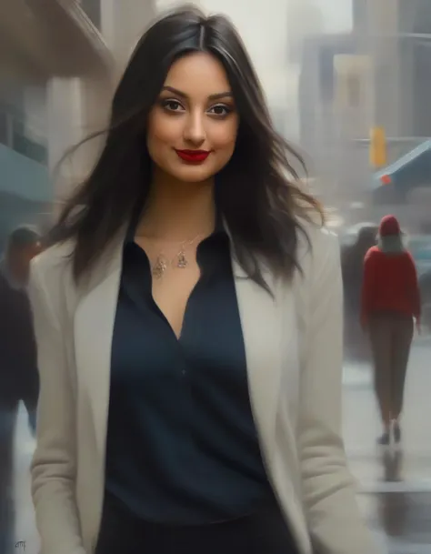 <lora:elzbrr-000004:1>,portrait photo of elzbrr woman, as a movie star, red lipstick, turtleneck sweater, buttoned up jacket, (trousers), modelshoot style, (extremely detailed CG unity 8k wallpaper), photo of the most beautiful artwork in the world, professional majestic oil painting by Ed Blinkey, Atey Ghailan, Studio Ghibli, by Jeremy Mann, Greg Manchess, Antonio Moro, trending on ArtStation, trending on CGSociety, Intricate, High Detail, Sharp focus, dramatic, photorealistic painting art by midjourney and greg rutkowski, (walking down the street), (looking at viewer), (detailed eyes:1.2), (windblown hair:1.2), (perfect eyes:1.3), ((closeup portrait:1.2)), (bokeh)