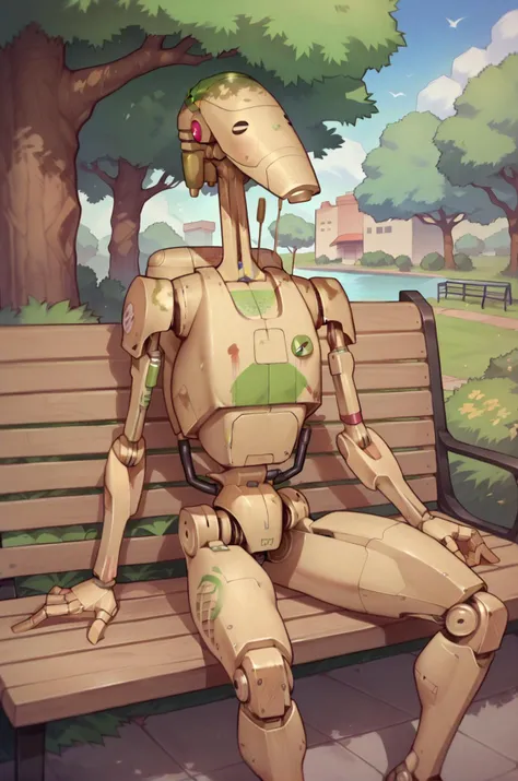 score_9, score_8_up, score_7_up, robot, commando droid, robot, sitting on bench, park, <lora:AsuraLycoXL:0.8> <lora:B1 Droid v1.0 PONY:0.85>