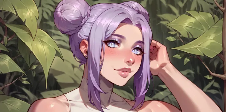 score_9,score_8_up,score_7_up,score_6_up,score_5_up,score_4_up,<lora:aesthetic_witchy:0.6>,witchyaesthetic,witchyset20,1girl,solo,looking at viewer,realistic,blurry background, ivory eyes, , source_explicit,nsfw, furry, lavender hair, hand in own hair, , , sleeveless dress, , , jungle, single hair bun, , , , ,<lora:AsuraXL:0.8>,,