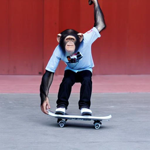 chimp boy skating in the skate park