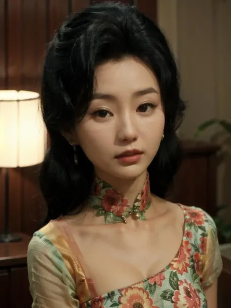 1girl, chan, solo, asian, face focus, beautiful lighting, lighting scene, red lips <lora:chanv2-000007:0.7>