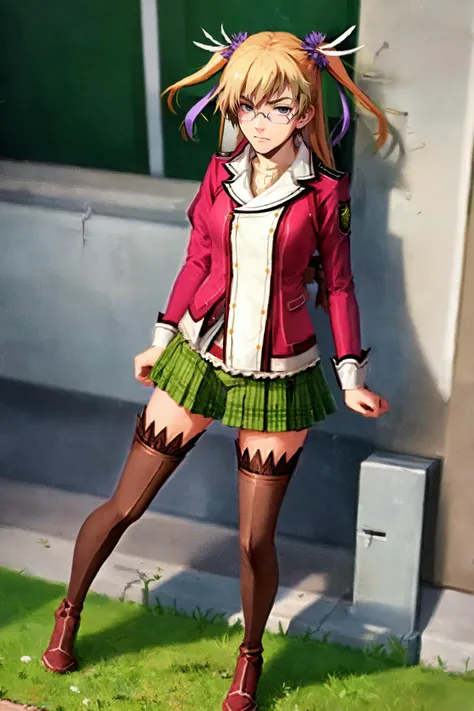 <lora:rean-nvwls-v1:1:lbw=fs>,sen1rean,
<lora:alisa-nvwls-v2:1>,two side up, sen1alisa, purple ribbon, turtleneck, red jacket, green miniskirt, brown thighhighs