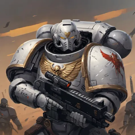 8K masterpiece, detailed, realistic, digital art, octane render, trending on artstation, centered, ((solo:1.5)), full body, oversized power armor, laurel crown, halo, metal wings, desert wasteland, mars background, (guilliman:1)