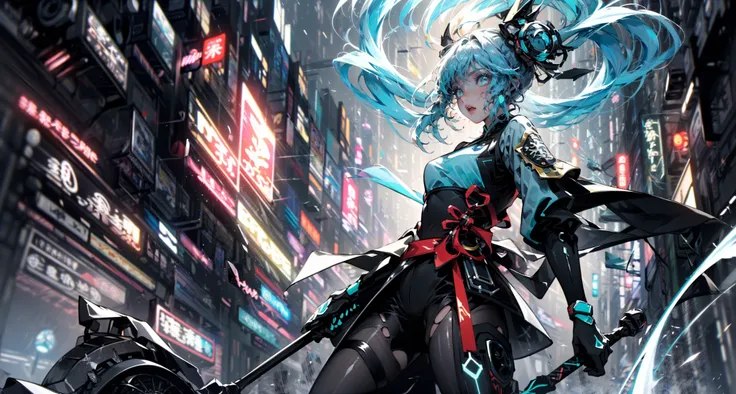 (dramatic, gritty, intense:1.4),masterpiece, best quality, 8k, insane details, intricate details, hyperdetailed, hyper quality, high detail, ultra detailed,(wide-angle lens,Panoramic:1.2),
Cyberworld,Transparent clothes,1girl,solo, glowing ,night,A shot with tension(sky glows aqua,Visual impact,giving the poster a dynamic and visually striking appearance:1.2),Chinese Zen style,impactful picture,
<lora:[SZW:foCyberworld_20230622141420-000018:0.95>