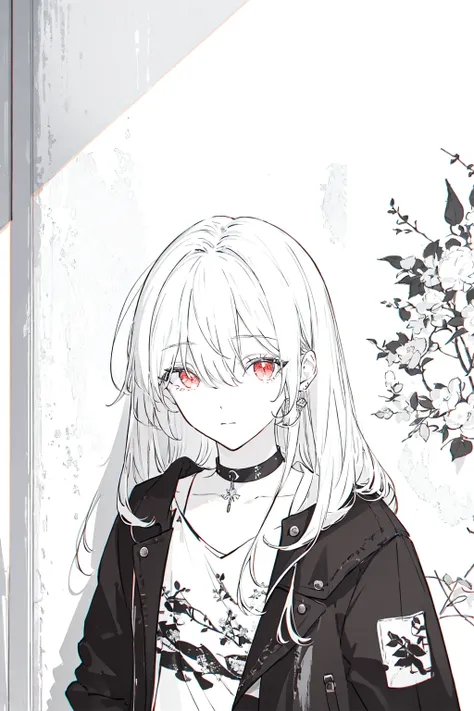 best quality, intricate details, chromatic aberration,
1girl, long hair, black hair, messy hair, red highlights, hair over one eye, red eyes, sharp eyes,
choker, neon shirt, torn legwear, open jacket,
against wall, brick wall, graffiti, dim lighting, alley
<lora:animeLineartStyle_v20Offset:1> , monochrome, lineart