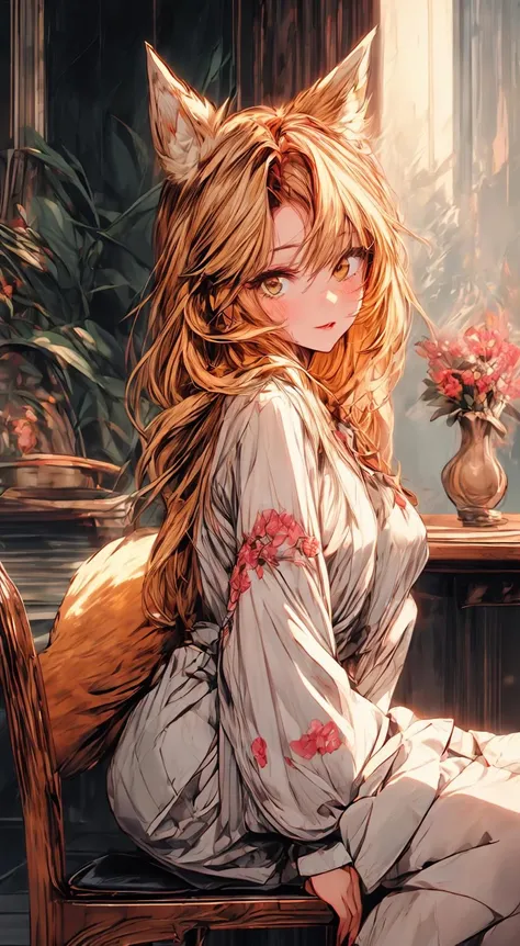(masterpiece, best quality:1.3), character focus, high detailed eyes, orange eyes, cherry blossom, white_clothes, animal ears, long hair, blonde hair, over the table, senko, fox girl, sitting on a chair, (sharp eyes:1.1), neon, midjourney, <lora:add_detail:0.9>, <lora:animeoutlineV4_16:0.3>, <lora:multisenk2:0.7>, <lora:ChromaticAberration:0.3>, <lora:80'sFusion:0.6>, <lora:hyvv_20230804152746:0.3>, <lora:sharp_eyes:0.4>, <lora:midjourney_20230624181825:0.8>