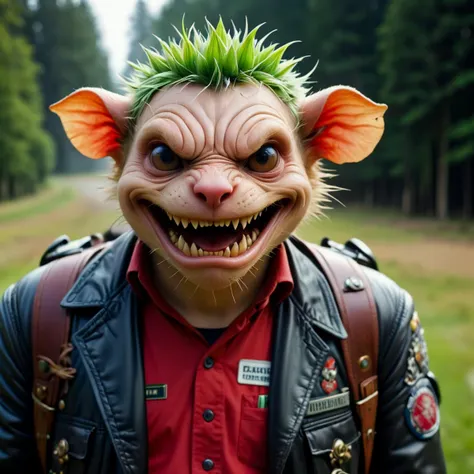 Documentary photography style capturing real-life events, often with a journalistic approach, 2d cartoon , Geranium amalgamation Thorny Devil corporate Punk, documentary photography, real-life events, journalistic approach, authentic, unscripted, raw, natural, candid