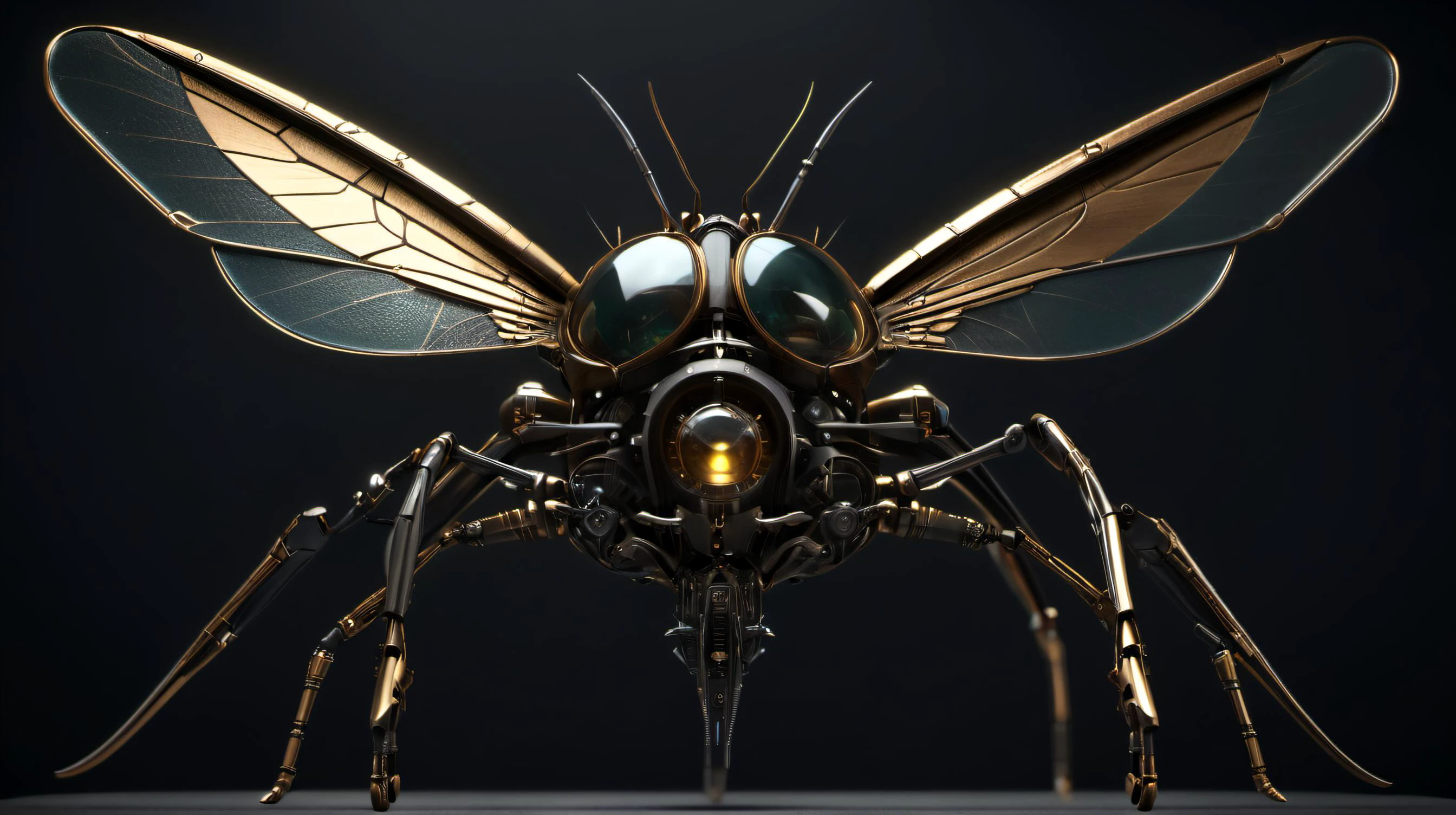 macro close-up side view photograph of a bizarre creature fusion of insect, machine, soft-bodied animal, composite materials, artificial nerves, artificial muscles, and titanium alloy, juicy, glowing, mechanical joints, intricate bronze elements, ((thin film of oil on metal)) (Cybernetic enhancements:1.4), (Bioluminescent abdomen:1). on a rock, (drinks a drop of water) water droplet on the rock, moss, (large beautyful intricate transparent wings:1.2), (by Leonardo da Vinci:1.2)
cinematic studio shot, dynamic composition, incredibly detailed, sharpen, details, intricate detail, professional lighting, film lighting, 35mm, anamorphic, lightroom, cinematography, (sharp faceted bokeh:1.1), lens flare, film grain, HDR10, 8K, Roger Deakins, ((cinematic)) focus-stacking, bloom, glowing
<lora:offset_0.2:0.8> <lora:AdvancedEnhancerXL:1.2> <lora:cyborg_style_xl:0.2> <lora:Grit-SDXL:0.7> pbr texture, grit, stains, (metal worn edges:1.2) <lora:starcitizen-lora:0.5>