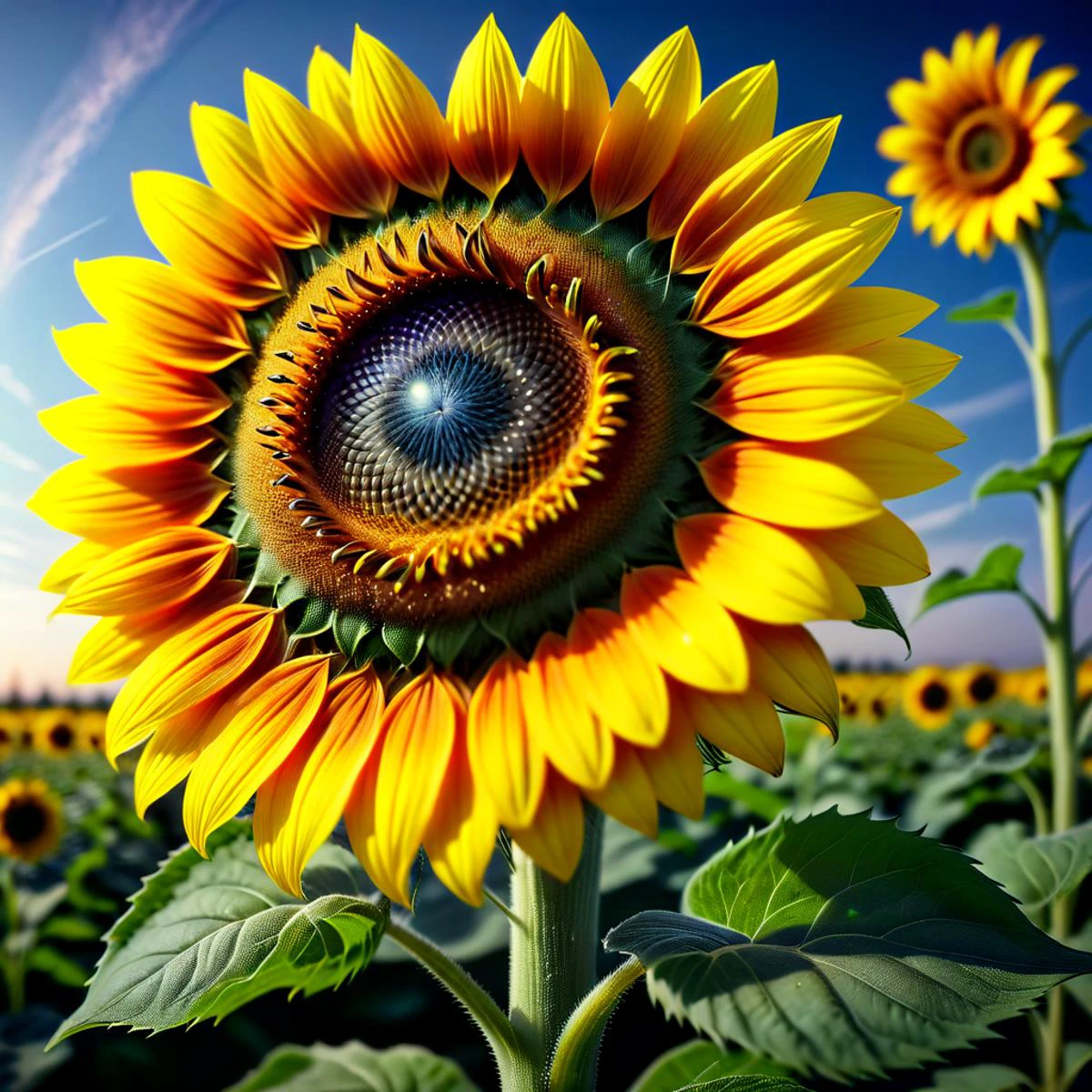 Photorealistic style creating paintings or photographs that closely resemble high-resolution photographs, Sunflower ; Hematite ; conjecture ; Zircon, photorealism, closely resemble, high-resolution photographs, lifelike, precise, realistic, meticulous, technical,hyper detailed, maximum fidelity, quality, cinematic, subsurface scattering, maximal attention to correctness and detail, spectrographic illumination, rainbow environmental refraction, breathtaking, hyper realistic, hyper detailed, maximum fidelity, ultra high detail, ultra HD, professional RAW photography, luminous refractions, subsurface scattering, dynamic hdr tone mapping, maximal attention to correctness and detail