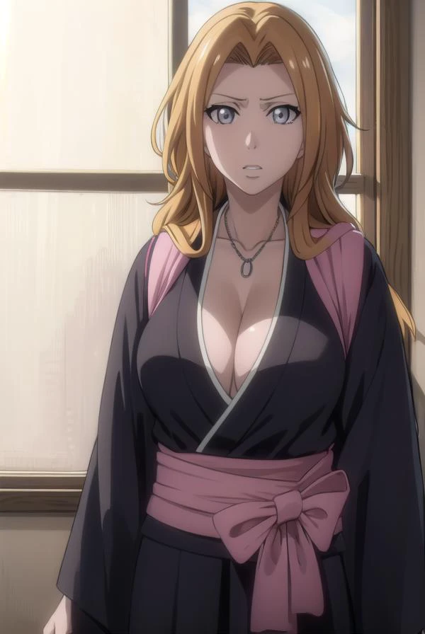 rangikumatsumoto, <lora:rangikumatsumoto-lora-nochekaiser:1>,
rangiku matsumoto, long hair, (grey eyes:1.5), orange hair, mole, mole under mouth, parted bangs,
BREAK long sleeves, cleavage, jewelry, japanese clothes, kimono, necklace, black kimono, hakama, black hakama, sash, white sash,
BREAK indoors, classroom,
BREAK looking at viewer, (cowboy shot:1.5),
BREAK <lyco:GoodHands-beta2:1>, (masterpiece:1.2), best quality, high resolution, unity 8k wallpaper, (illustration:0.8), (beautiful detailed eyes:1.6), extremely detailed face, perfect lighting, extremely detailed CG, (perfect hands, perfect anatomy),