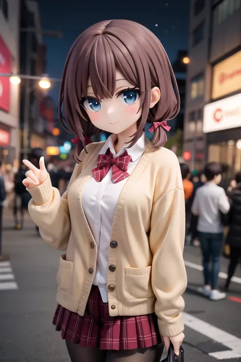 insanely detailed, absurdres, ultra-highres, ultra-detailed, best quality,
1girl, solo, nice hands, perfect hands
BREAK
(School Uniforms:1.2), (pink cardigan is fit body:1.4), ((do up a buttons, not loose):1.5), ((long sleeve, sleeves past wrists):1.2), (inner wear is white collared-shirt:1.3), (red plaid-pattern bow:1.3), (red plaid-pattern pleated skirt:1.3), ((dark-brown pantyhose, loafers):1.2)
BREAK
(nsfw:-1.5)
BREAK
happy smile, laugh, closed mouth
BREAK
,
standing, cowboy shot, looking at viewer
BREAK
slender, kawaii, perfect symmetrical face, ultra cute girl, ultra cute face, ultra detailed eyes, ultra detailed hair, ultra cute, ultra beautiful
BREAK
in street, cityscape in harajuku, depth of field, ultra detailed background
BREAK
medium large breasts
BREAK
hime cut, (low twintails:1.3), messy hair, medium hair, (red brown hair, dark blue eyes:1.3)
<lora:eyecolle_torenia_v100:0.5> <lora:eyecolle_nadeshiko_v100:0.5>