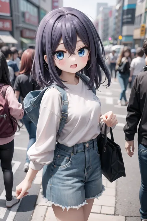 insanely detailed, absurdres, ultra-highres, ultra-detailed, best quality,
1girl, solo, nice hands, perfect hands
BREAK
(grab shoppinng bag, wearing plain clothes)
BREAK
(nsfw:-1.5)
BREAK
seductive smile, open mouth
BREAK
from below,
standing, cowboy shot, looking at viewer
BREAK
slender, kawaii, perfect symmetrical face, ultra cute girl, ultra cute face, ultra detailed eyes, ultra detailed hair, ultra cute, ultra beautiful
BREAK
shibuya, akihabara, tokyo, street, crowd, cityscape, depth of field, ultra detailed background
BREAK
medium breasts
BREAK
purple hair, blue eyes, medium hair, hair between eyes