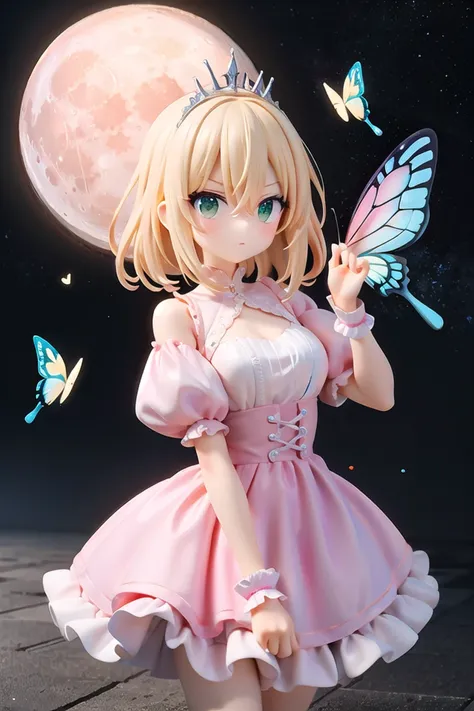 insanely detailed, absurdres, ultra-highres, ultra-detailed, best quality,
1girl, solo, nice hands, perfect hands
BREAK
princess, wearing princess costume, princess dress with many frills, (tiara:1.3) on hair, (nsfw:-1.5)
BREAK
angry, closed mouth
BREAK
from above,
standing, cowboy shot, looking at viewer
BREAK
slender, kawaii, perfect symmetrical face, ultra cute girl, ultra cute face, ultra detailed eyes, ultra detailed hair, ultra cute, ultra beautiful
BREAK
fantasy world, ((tile floor)),((pink moon:1.3)), (>,some butterflies are flying,flying glowing butterfly:1.3),(night sky ,a lot of space:1.3)
BREAK
medium large breasts
BREAK
blonde hair, medium hair, messy hair, green eyes, hair between eyes