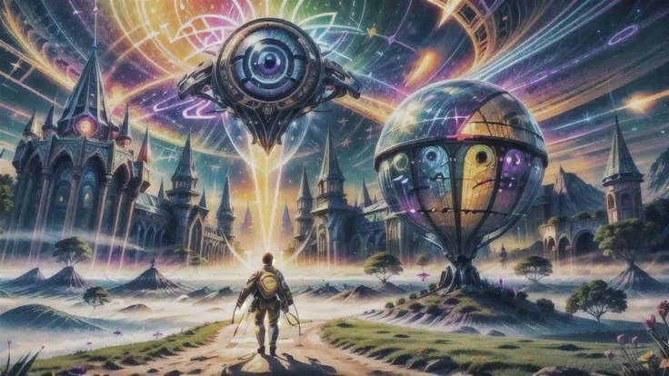 (Create an image that encapsulates the theme of "Technetic Dreams":2),
(Transport me to a world unlike my own, teeming with flora, fauna, and magical serenity),(Craft a dream-like surreal castle landscape, fusing colors in unique ways to create eye-catching scenery),<lora:Cartographic_Journey-000001:0.3>,<lora:guochaochahua:0.1>,<lora:Elixir:1.5>,<lora:more_details:0.6>,<lora:LORA-XenoDetailer-v3:0.8>,<lora:add_sharpness:0.5>,<lora:colorize:1>,<lora:otherworldlyColorscapes:0.4>,
