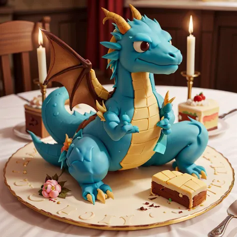 CakeStyle dragon. Marzipan cake shaped like dragon. <lora:CakeStyle:0.55>