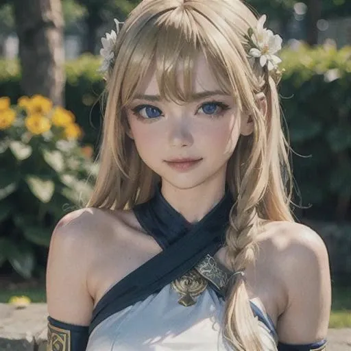 ((best quality)), ((masterpiece)), (detailed), perfect face, pretty face, beautiful female, beautiful body, e cup breast, perfect body, head accessories, sleeveless sweater, blue eyes, violet_evergarden, at the park