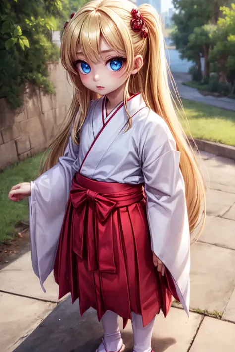 (detailed eyes:1.3), Beautiful Lighting, (1girl:blue  eyes, blonde hair, absurdly long hair, ahoge, eyebrows visible through hair), (real skin), <lora:l - L| :1>,
<lora:y:1>, (outdoors:1.3), 
 <lora:normal miko-002_0.7:0.8>, mikofuku, (red skirt:1.2), <lora:l-Tools-t |tT:3>, (standing:1.3), long skirt,