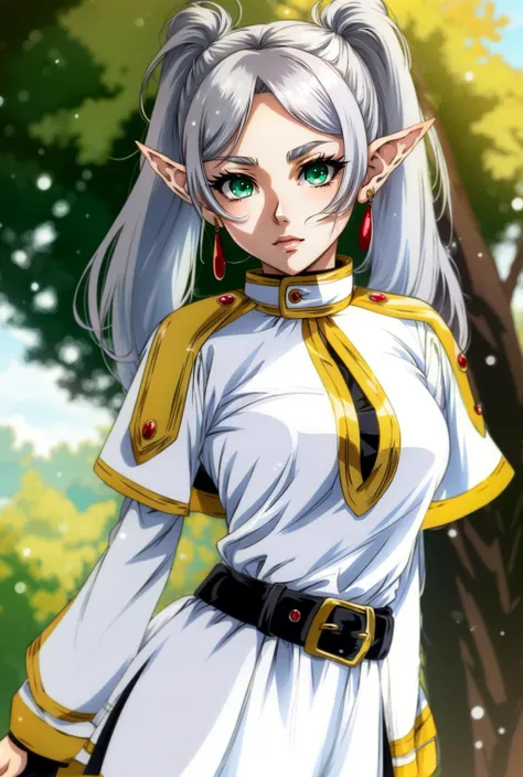 dr_graevling,artstyle, <lora:СÑÐ¸Ð»Ñ DrGraevling_v2(dr_graevling,artstyle):1>, <lora:ÐаÑиÑÑ Ð¿Ð¾Ð´Ð°Ñок вÑ
одÑÑий подаÑок коÑобка(incoming gift, box(1hand; 2hands; heart-shaped box):1.1>,<lora:ФÑиÑен пÑовожаÑÑÐ°Ñ Ð² поÑледний пÑÑÑ(aafrie,long hair, white hair,twintails, pointy ears,earrings, thick eyebrows,(Ñм одеждÑ):0.7>,aafrie, long hair, white hair, twintails, pointy ears, earrings, thick eyebrows, white capelet, striped shirt, long sleeves, belt, white skirt, black pantyhose,green eyes, anime style, anime colors,detailed anime,animeHD, anime eyes, bigger eyes, high quality anime, large anime pupils, 1girl (in full growth), best quality, masterpiece, ultra-detailed, high quality,perfect anatomy, (perfect full body), (detailed full body), good eyes, perfect face, pretty face,(beautiful and aesthetic:1.2),beautiful eyes, anime eyes, detailed eyes,Exquisite visuals, high-definition