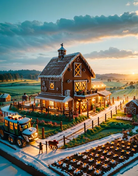 Gingerbread World,(farm:1.4),solid background,bright lights,<lora:20231101-1698845123242:0.7>,