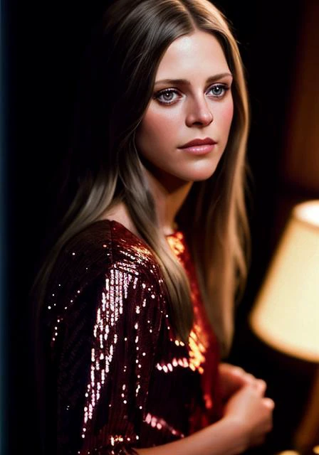 (lndswgnr_v1.0b:0.5), <lora:lndswgnr_1974-1977_v1.0b:0.5> lndswgnr, (Sharp focus: 1.5), (sharp focus:1.2), photo, attractive young woman, (beautiful face:1.1), detailed eyes, luscious lips, (natural makeup:0.85), (medium breasts:1.0), (petite body:1.2), wearing (sequin dress:1.2) in a (nightclub:1.2). (moody lighting:1.2), depth of field, bokeh, 4K, HDR. by (James C. Christensen:1.2|Jeremy Lipking:1.1).