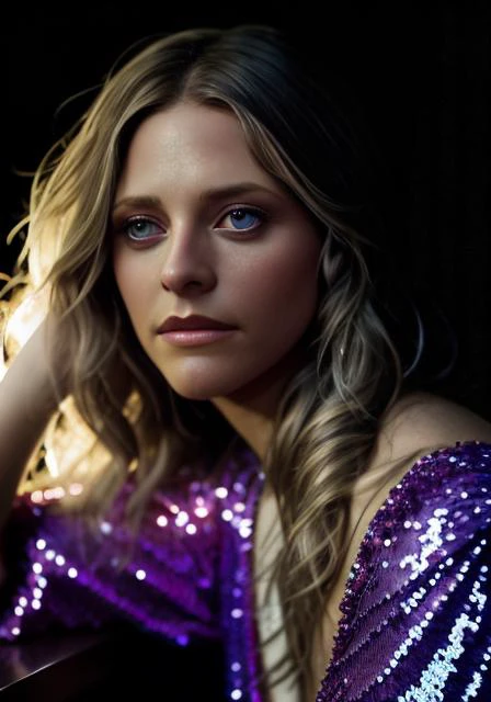 <lora:lndswgnr_1974-1977_v1.0b:1> lndswgnr, (Sharp focus: 1.5), (sharp focus:1.2), photo, attractive young woman, (beautiful face:1.1), detailed eyes, luscious lips, (natural makeup:0.85), (medium breasts:1.0), (petite body:1.2), wearing (sequin dress:1.2) in a (nightclub:1.2). (moody lighting:1.2), depth of field, bokeh, 4K, HDR. by (James C. Christensen:1.2|Jeremy Lipking:1.1).