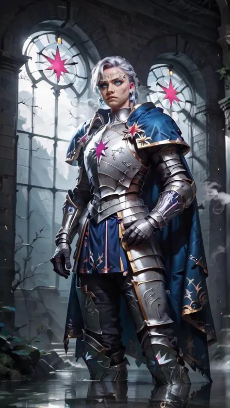 <lora:buttplug_xl:0.7> score_9,score_8_up,score_7_up,score_7,1boy,solo,knight,masterpiece,(best quality),highlydetailed,ultra-detailed,towering figure,silver armor,frostglint,deep blue cape,(twilight sky:1.1),fluttering,silver compass rose emblem,northern point,short icy-white hair,midnight blue streaks,(piercing sapphire eyes:1.2),northern heritage,broadsword,hilt shaped like intertwining gale,(majestic:1.1),(heroic stance:1.2),battle-ready,(armored boots:1.2),(intimidating presence:1.2),<lora:p:0.6>,<lora:43stl1ght1ngXLP2:0.4>,43stl1ght1ng,low light,dramatic lighting,darkness,eye lighting,smoke,water,neon,spotlight,red light,window lighting,reflection,reference sheet,<lora:Concept Art DarkSide Style LoRA_Pony XL v6:0.6>,<lora:add-detail-xl:0.6>