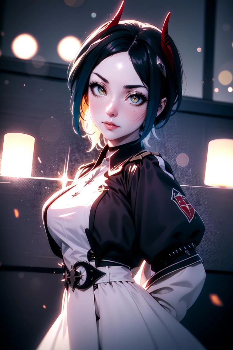 1girl, solo, (cowboy shot:1.2),
ulrich von hutten \(azur lane\), demon horns, yellow eyes,
(masterpiece, best quality, ultra-detailed), (beautiful detailed face, beautiful detailed eyes, volumetric lighting),
mksks style, (beautiful detailed tundra, night:1.2), (lighting, light particles, lens flare, chromatic aberration),