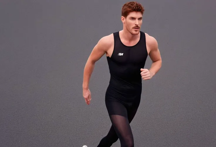 Homoerotic full body photograph of Gwilym Lee a man <lora:ken-bek_Gwilym-Lee:1>, <lora:SMUXL_alpha_single:1>, smusmu, black sheer see-through tights, marathon running in street, full body, HDR, high quality, chest,
