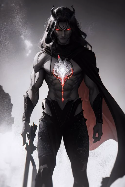 Best quality, masterpiece, ultra high res, (photorealistic:1.37), raw photo, 135mm lens close up shots, close up shots, 1devil, prefect face, prefect face, evil smile face, big muscular, strong, demon, long grey hair in the air, long legs, open chest, dark cloak, fire all over body, fire body, fire dragon, fire inside body, (EnergyVeins:1.4), glowing eyes, Sexy Muscular, walking on fotan, booming environment, dark themes, , huoshen, Endsinger, nvwashi, dynamic lighting all over body, , plasttech, perfecteyes,