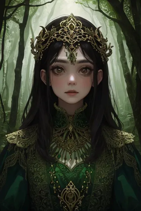 woman in a mythical forest, masterpiece, perfect face, intricate details, horror theme, raw photo, photo unp