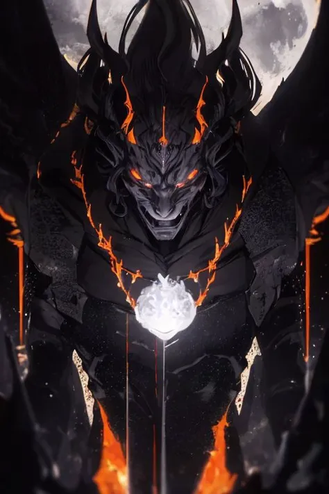 Best quality, masterpiece, ultra high res, (photorealistic:1.37), raw photo, 135mm lens close up shots, close up shots, 1devil, prefect face, prefect face, evil smile face, big muscular, strong, demon, long grey hair in the air, long legs, open chest, dark cloak, fire all over body, fire body, fire dragon, fire inside body, (EnergyVeins:1.4), glowing eyes, Sexy Muscular, walking on fotan, booming environment, dark themes, , huoshen, Endsinger, nvwashi, dynamic lighting all over body, , plasttech, perfecteyes,