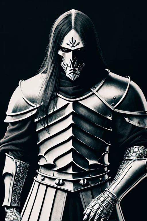 illustration,
slender person,
pronounced facial features,
dark-pale skin,
eyes,
long hair,
knight armor,
armor plate
pronounced facial features,
fur collar,
fingerless gloves,
black and white colors,
black mist background,
looking at viewer,
dynamic light, ultra detail,
extremely detailed CG, full detail,
8k best quality, realistic, 8k,
micro intricate, masterpiece,
by Kentaro Miura
by Tito Kubo