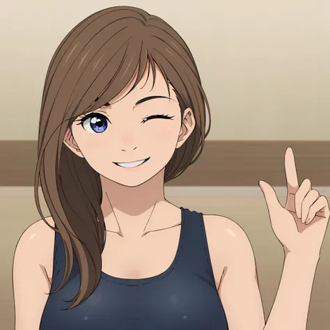masterpiece,highres,high quality,extremely detailed,solo,
<lora:HayaMagari001:0.7>,smile,one eye closed,
HayaMagari,1girl,
tank top,