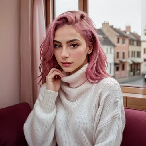 <lora:fitaitana_sd15_512_128_64_v1:1> fitaitana pink hair, 1girl, wearing a turtleneck sweater,, professional, photography, excellent lighting, impeccable, precision, rich colors, deep shadows, clarity, high-resolution, razor-sharp, composition, light and shadow, timeless beauty, captivated, artistry, craftsmanship, elegance, sophistication, exquisite, details, atmosphere, balance, masterful, technique, expertly captured, stunning, visual impact, top-quality, compelling, professional-grade, aesthetics, flawless, remarkable, perfection, attention, dynamic, evocative, nuanced, depth, vibrancy, masterclass, breathtaking, awe-inspiring, high-definition, alluring, enchanting, texture, storytelling, mesmerizing, cinematic, elite, artistry.