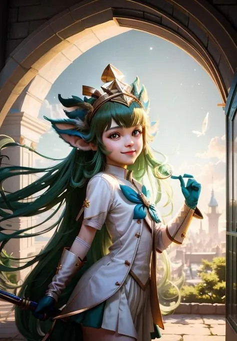 <lora:star_guardian_Lulu:0.8>, star_guardian_Lulu, solo, smile,, (magical, magnificent, masterpiece:1.3), (trending on CGSociety, trending on pixiv, contest winner:1.3)