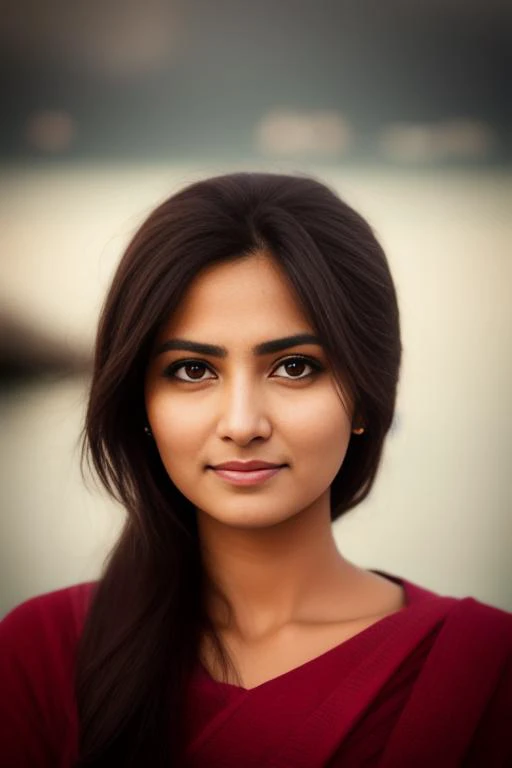 desidressed:0.7, woman, smile, moody headshot, striking features, beauty, intricate details, hazel eyes, at wharf