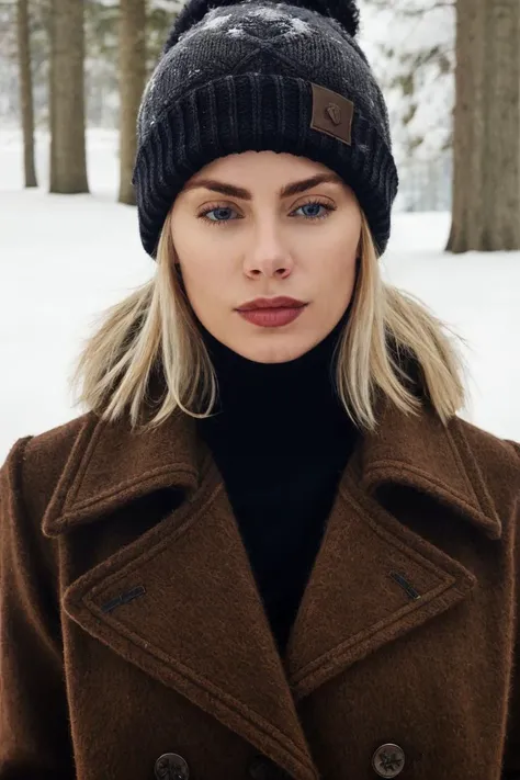 headshot, woman in cashmere coat, beanie, snowy, cold, Norway, soft colors, masterpiece, high quality, (high detailed skin:1.1)
<lora:jennifer_holland_lora_v01:1> 87j3n