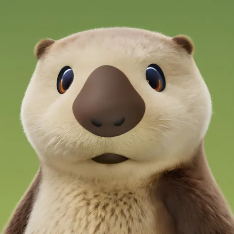 a headshot of an otter tin party animals style, green background <lora:PartyAnimals_1.1:1>