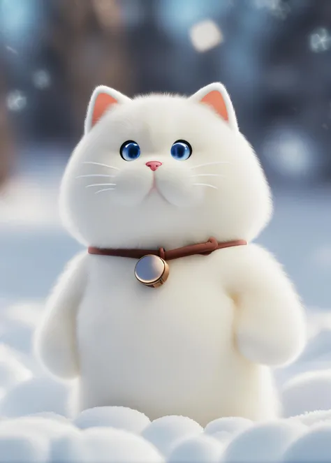 cenimatic photo, a white cat tin party animals style, standing in snowfield. depth blur, 35mm photograph, film, bokeh, professional, 4k, highly detailed<lora:PartyAnimals_1.1:1>