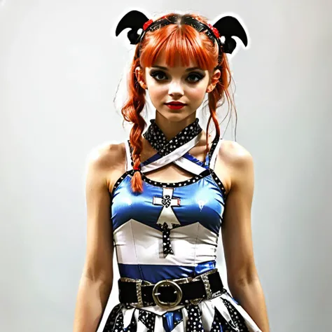 rpgpixie 1girl, lower body clothing, Nylon, Interlocking Pattern,, Relaxed Fit, Empire Waist, Cross-Back,,Belt Loops,,Choker,,Prints,,Cutout Details, Button Closure, , <lora:RPGPixieXL:0.8>