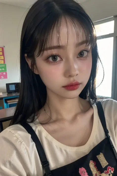 a photo of risadoll, 18 year old girl in the classroom, close up, <lora:risadoll-12:0.9>, (intricate details:0.8), (hdr, hyperdetailed:1.2), close up