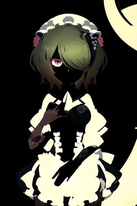 cleavage, bare shoulders, (black outline:1.2)
best-quality, perfect anime illustration, masterpiece, highly detailed, high resolution, wide shot, high quality
<lora:aqw-v100:0.8> aqw,rita rossweisse,1girl,gloves,maid headdress,hair over one eye,maid,black gloves,breasts,short hair,cleavage,rose,pantyhose,flower,mole under eye,short sleeves,brown hair,
<lora:anime_minimalist_v1:1> anime minimalist
