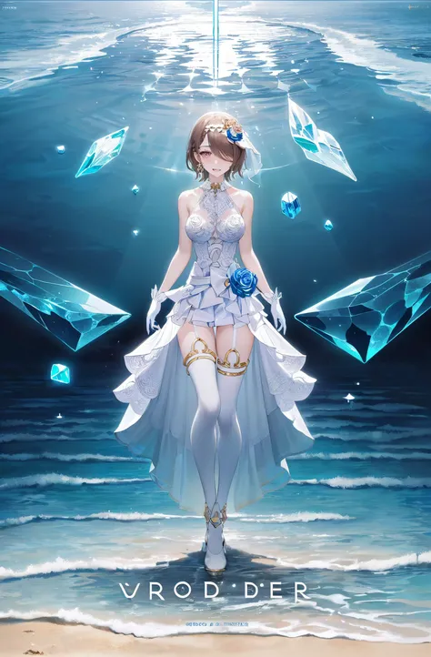 simple_white_background, golden and white theme, Sense of coordination, sense of order, mathematics beauty, (((cover design))), (((((cover art))))), ((trim)), album_art, official art, (Master's work), full body, closeup, 1girl,
<lora:lthuajia-v100-000029:0.8:lbw=OUTALL>,huajia, 1girl, rita rossweisse, wedding dress, earrings, hair over one eye, jewelry, brown hair, bride, white dress, white gloves, short hair, white thighhighs, hair ornament, mole under eye,
beach, sand, water, sea, white geometry, colorful geometry, reflection, crystal_art, pattern_design, creative, Mystery pattern, colorful crystal decorate, blue crystal, (architectural art), ((geometric art)), pattern design, creative, shine, dream,
swimming in ocean,
------,
Low saturation, grand masterpiece, Perfect composition, film light, light art,