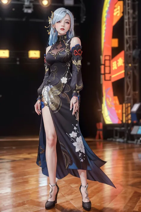 8K,highres,absurdres,masterpiece,best quality,original,extremely detailed CG,extremely detailed wallpaper,perfect lighting,<lyco:GoodHands-beta2:1>,1girl,blurry_background,looking_at_viewer,standing on the stage,
<lora:shgy-v100:0.6>,hdshenhe,shenhe \(genshin impact\),qipao,chinese dress,hair over one eye,long hair,hair ornament,