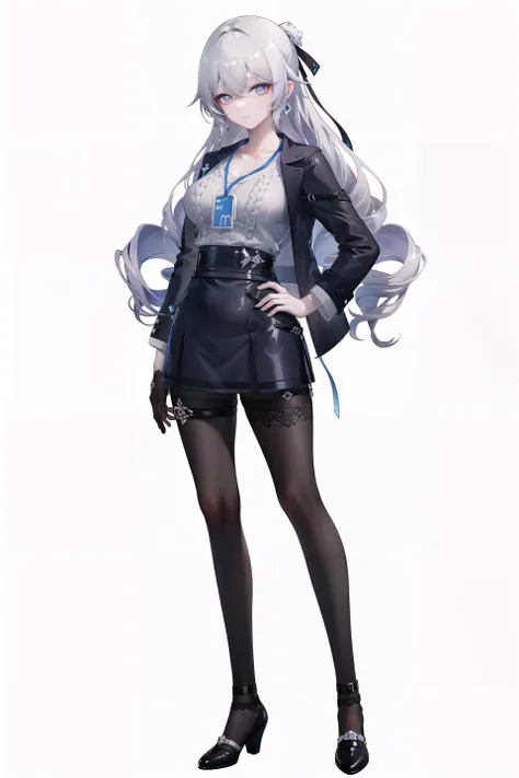 8k, best quality, masterpiece, (ultra-detailed:1.1), (high detailed skin),
(full body:1.2), white background, standing, hand on hip, looking at viewer,
olyaya, 1girl, grey eyes, bronya zaychik, long hair, grey hair, single glove, pantyhose, skirt, jacket, bangs,
<lora:EnvyBetterHands LoCon_beta2 è¾å©:0.65>, (good hands,nice hands:0.6),
(white background, simple background,:1.2),
(beautiful_face), ((intricate_detail)), clear face,
((finely_detailed)), fine_fabric_emphasis,
((glossy)), full_shot,