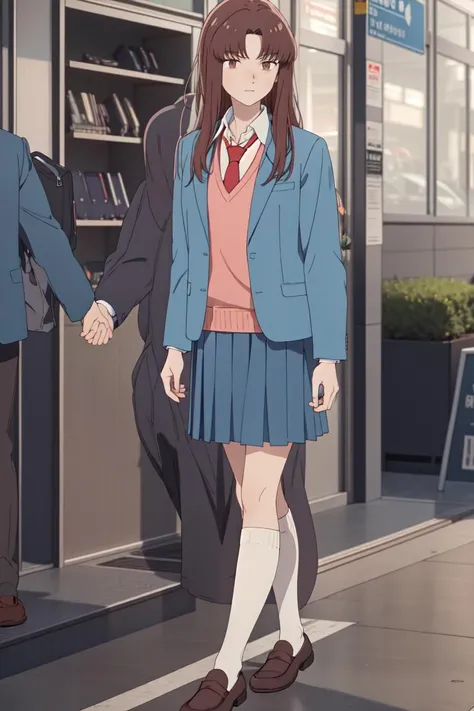 masterpiece, best quality, high quality, highres, high res, absurdres, ultra-detailed, best anatomy, detailed eyes, perfect eyes,
Walking with hands touching the ground,
mika_egashira, long hair, parted bangs, brown eyes, 1girl, skirt, brown hair, shirt, long sleeves, school uniform, jacket, white shirt, pleated skirt, open clothes, necktie, shoes, socks, collared shirt, open jacket, blue skirt, kneehighs, brown footwear, blazer, blue jacket, red necktie, loafers,
<lora:Mika_EgashiraV1:0.85>