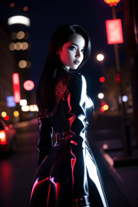 1girl, masterwork Palekh of a Goth Art, elegant, Peaceful, ("Crossroads":1.3) , it is very Robotic and Smooth, Insensitive Chad in background, Ugandan woods and street, at Twilight, Bokeh, Ultrarealistic, Amusing, Cold Lighting, F/5, Colorless, dripping with Vibrant, Navy Blue flakes, masterpiece, Flickr, (dark art designed by Harald Sohlberg:0.9) , robot
