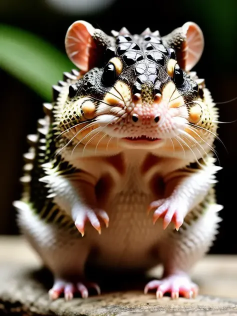 photo of a crocodile hamster hybrid highly detailed realistic, sharp focus